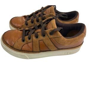 Uggs Boys Marcus Brown Leather & Suede Lace Up Sneakers Size 4